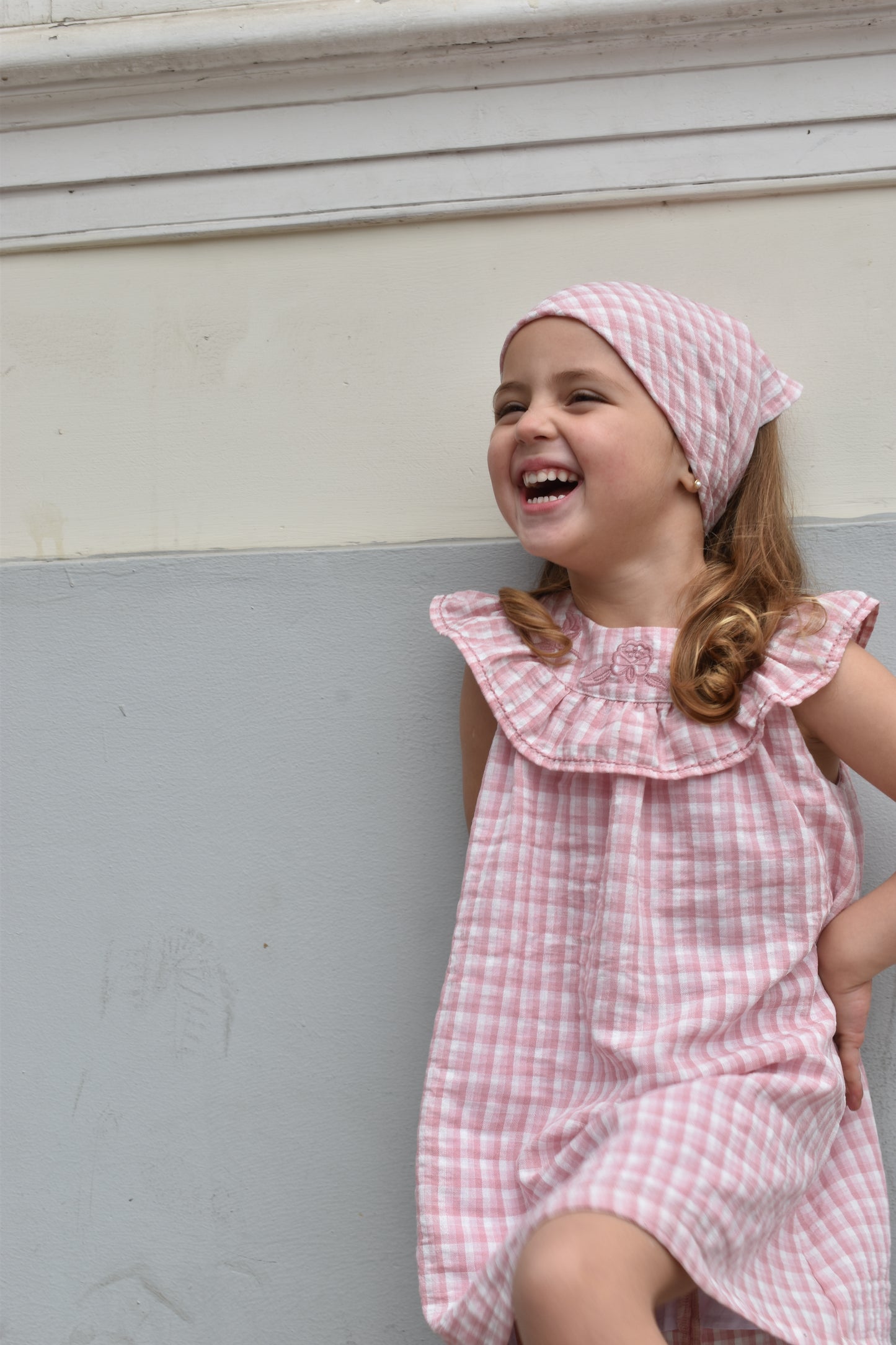 Warmi Vestido Josefa Lino Cuadrille Palo Rosa