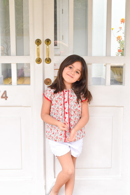 Warmi Blusa Begonia Flores Rojas