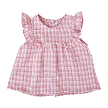 Warmi Blusa Celeste Cuadrille Palo Rosa