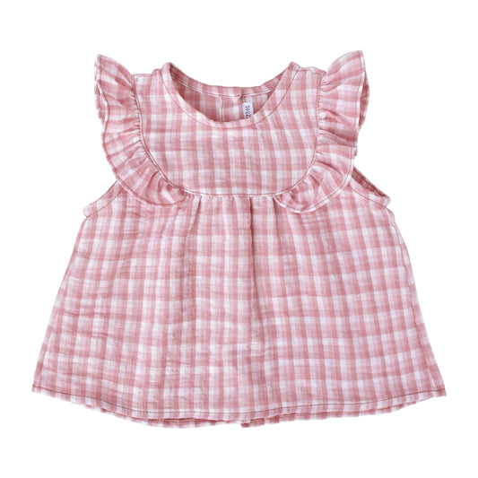 Warmi Blusa Celeste Cuadrille Palo Rosa