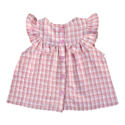 Warmi Blusa Celeste Cuadrille Palo Rosa