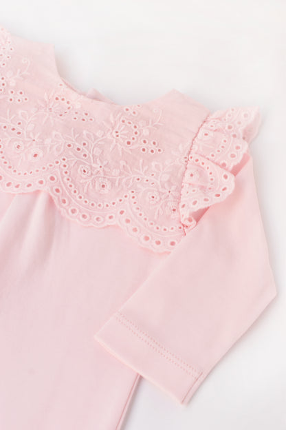 Warmi Enterito Blanca Tira Bordada Rosa