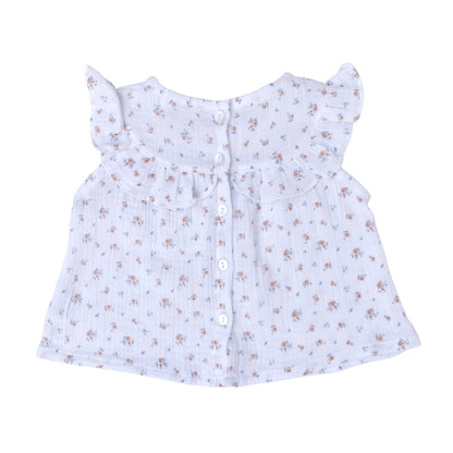 Warmi Blusa Celeste Muselina Flores Mini Print
