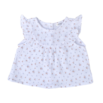 Warmi Blusa Celeste Muselina Flores Mini Print