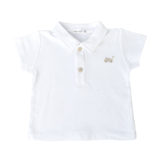 Warmi Polera Santiago Piqué Bordado Carrito Beige