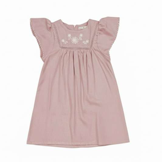 Warmi Vestido Elba Lino Rosa Jaspeado