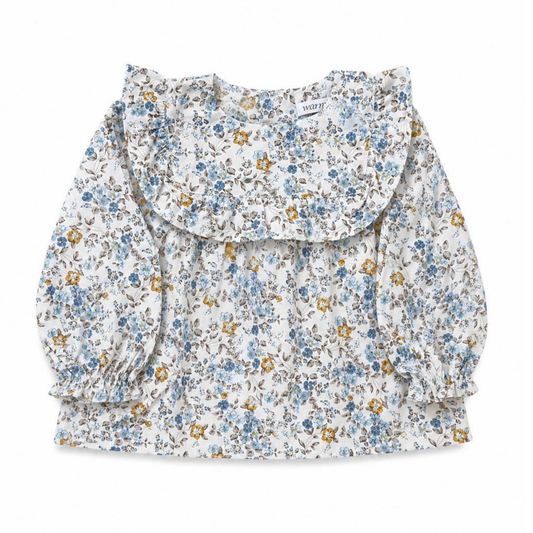 Warmi Blusa Martina Flores Celeste y Cocoa
