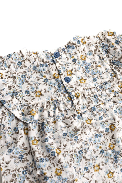 Warmi Blusa Martina Flores Celeste y Cocoa